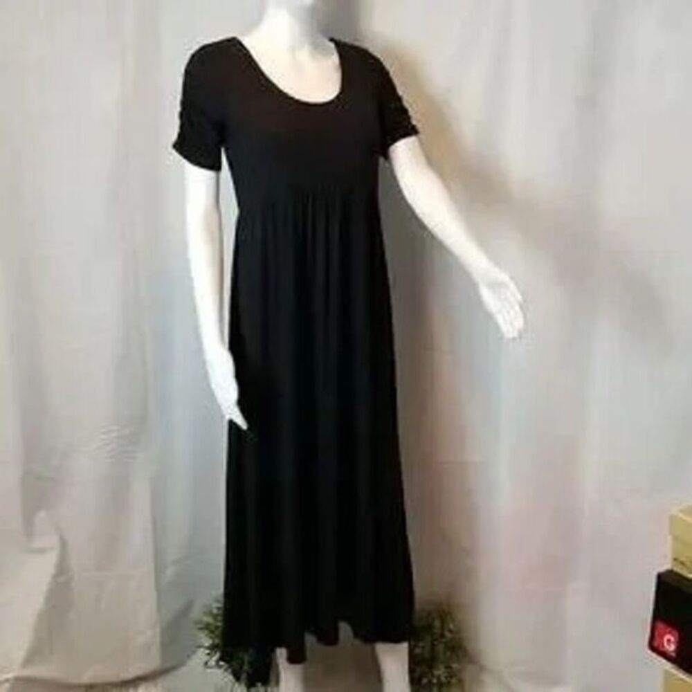 The Nines by Hatch Size S Maternity Maxi Dress Short Sleeve Color Black SMALL‎